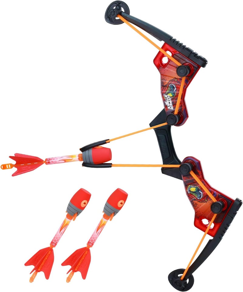 Zing HyperStrike FireTek Bow Archer Pack, Light Up Bow and Light Up Zonic Whistle Arrows, Shoots Arrows Over 200ft, Outdoor Play with Friends and Family, for Ages 14+ (Red) - Image 1